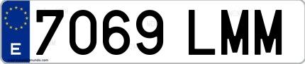 Ejemplo de matrícula de coche ordinaria 7069 LMM