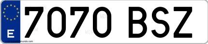 Ejemplo de matrícula española 7070 BSZ