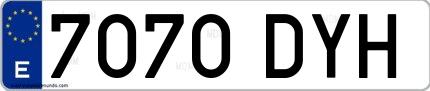 Ejemplo de matrícula española 7070 DYH