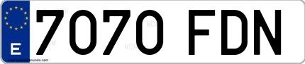 Ejemplo de matrícula española 7070 FDN