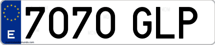 Ejemplo de matrícula de coche ordinaria 7070 GLP