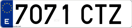 Ejemplo de matrícula de coche ordinaria 7071 CTZ