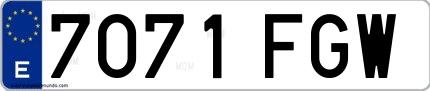 Ejemplo de matrícula española 7071 FGW