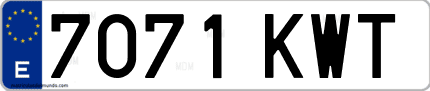 Ejemplo de matrícula de coche ordinaria 7071 KWT