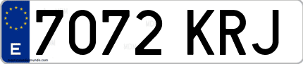 Ejemplo de matrícula de coche ordinaria 7072 KRJ