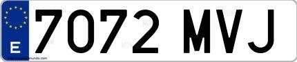 Ejemplo de matrícula española 7072 MVJ