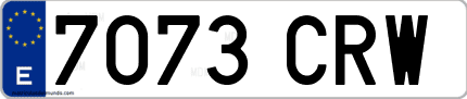 Ejemplo de matrícula de coche ordinaria 7073 CRW