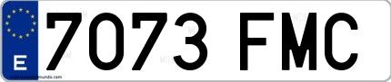 Ejemplo de matrícula española 7073 FMC