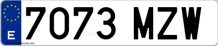 Ejemplo de matrícula de coche ordinaria 7073 MZW