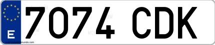 Ejemplo de matrícula española 7074 CDK