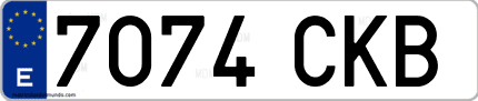 Ejemplo de matrícula de coche ordinaria 7074 CKB
