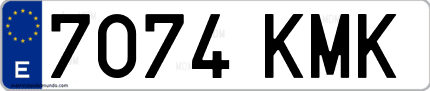 Ejemplo de matrícula de coche ordinaria 7074 KMK