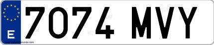 Ejemplo de matrícula española 7074 MVY