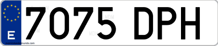 Ejemplo de matrícula de coche ordinaria 7075 DPH
