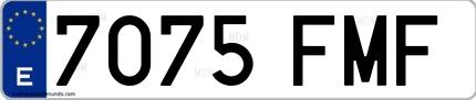 Ejemplo de matrícula española 7075 FMF