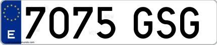 Ejemplo de matrícula española 7075 GSG