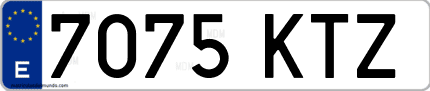 Ejemplo de matrícula de coche ordinaria 7075 KTZ