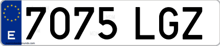 Ejemplo de matrícula de coche ordinaria 7075 LGZ