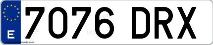 Ejemplo de matrícula española 7076 DRX