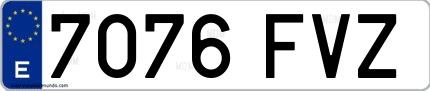 Ejemplo de matrícula española 7076 FVZ