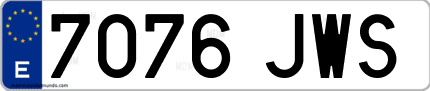 Ejemplo de matrícula de coche ordinaria 7076 JWS