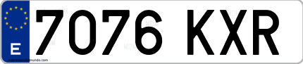 Ejemplo de matrícula de coche ordinaria 7076 KXR