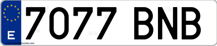 Ejemplo de matrícula de coche ordinaria 7077 BNB