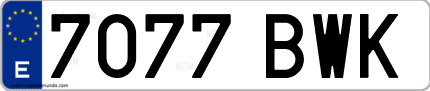 Ejemplo de matrícula de coche ordinaria 7077 BWK