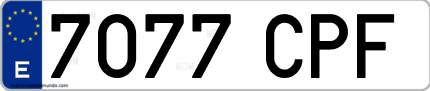 Ejemplo de matrícula de coche ordinaria 7077 CPF