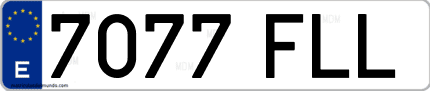 Ejemplo de matrícula de coche ordinaria 7077 FLL