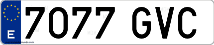 Ejemplo de matrícula de coche ordinaria 7077 GVC