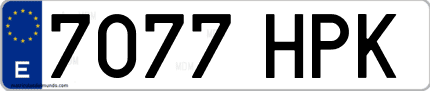 Ejemplo de matrícula de coche ordinaria 7077 HPK
