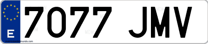 Ejemplo de matrícula de coche ordinaria 7077 JMV