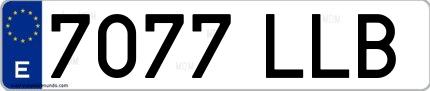 Ejemplo de matrícula española 7077 LLB