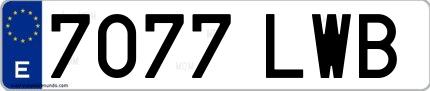 Ejemplo de matrícula española 7077 LWB
