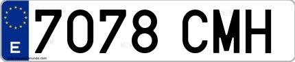Ejemplo de matrícula española 7078 CMH