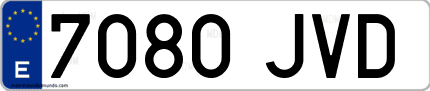 Ejemplo de matrícula de coche ordinaria 7080 JVD