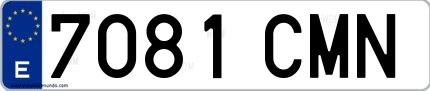Ejemplo de matrícula española 7081 CMN