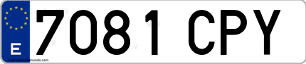 Ejemplo de matrícula de coche ordinaria 7081 CPY