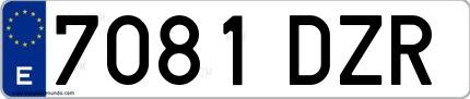 Ejemplo de matrícula española 7081 DZR