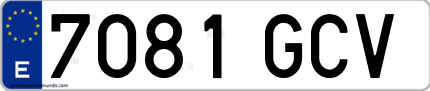 Ejemplo de matrícula de coche ordinaria 7081 GCV