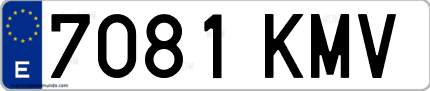 Ejemplo de matrícula de coche ordinaria 7081 KMV
