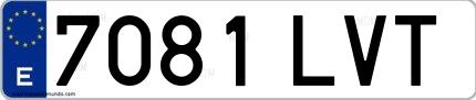 Ejemplo de matrícula española 7081 LVT