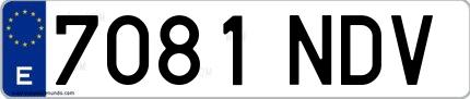 Ejemplo de matrícula española 7081 NDV