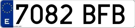 Ejemplo de matrícula española 7082 BFB