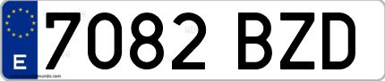 Ejemplo de matrícula de coche ordinaria 7082 BZD