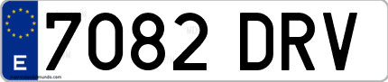 Ejemplo de matrícula de coche ordinaria 7082 DRV