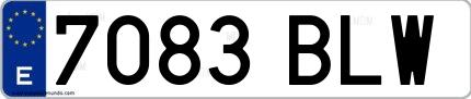 Ejemplo de matrícula española 7083 BLW