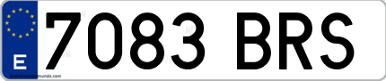 Ejemplo de matrícula de coche ordinaria 7083 BRS