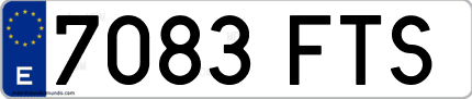Ejemplo de matrícula de coche ordinaria 7083 FTS
